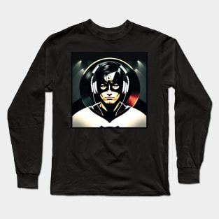 Unleash the Power: Superhero Soundscape Vinyl Record Artwork V Long Sleeve T-Shirt